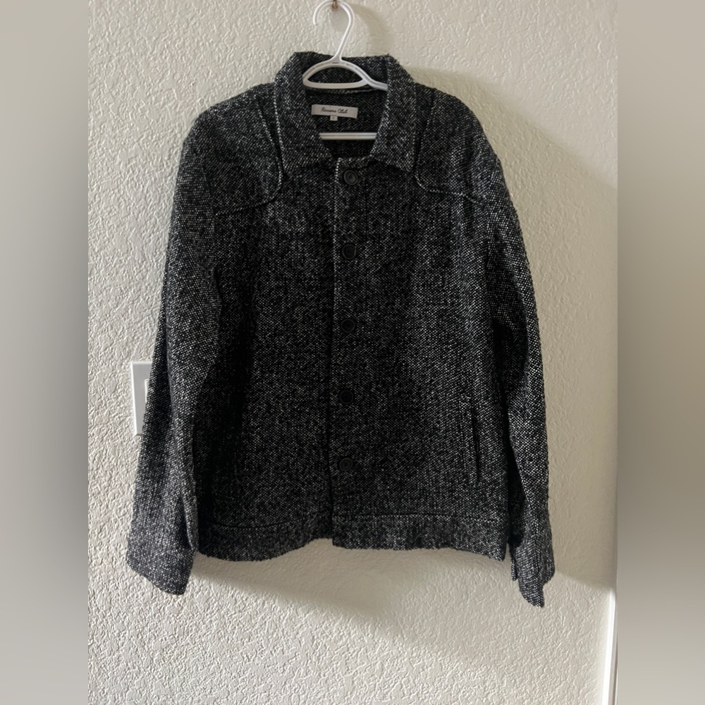 Men’s Winter Jacket, Riviera Club, Black & White, Button Down, Size L